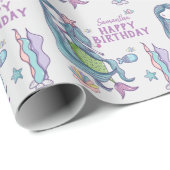 Mermaid Happy Birthday - Aangepast Cadeaupapier (Rol Hoek)
