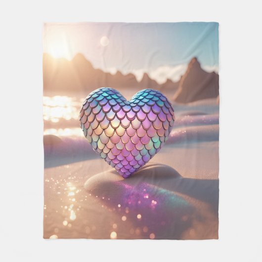 Mermaid Heart Fleece Deken (Voorkant)