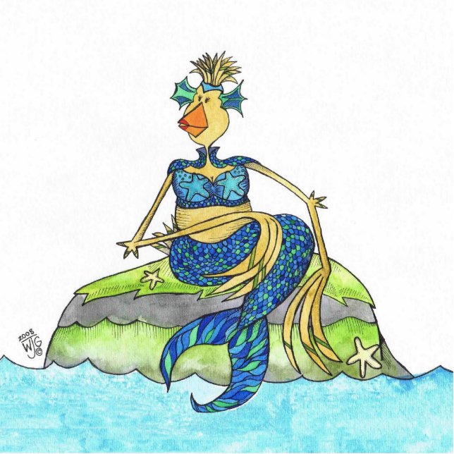 Mermaid Hen Chicken of the Zee Staand Fotobeeldje (Voorkant)