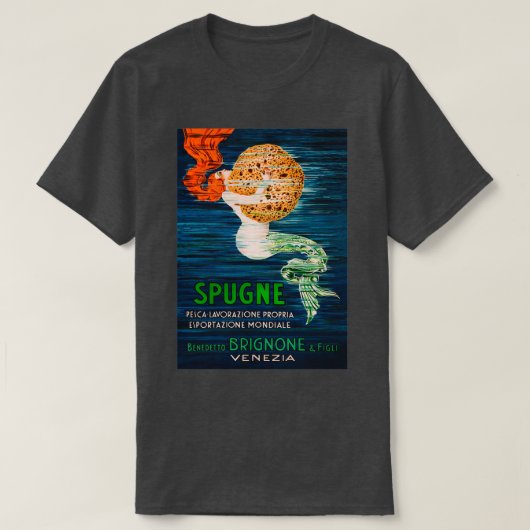 Mermaid Holding a Sponge Italy Advertisement Vin T-shirt (Design voorkant)