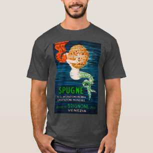 Mermaid Holding a Sponge Italy Advertisement Vin T-shirt