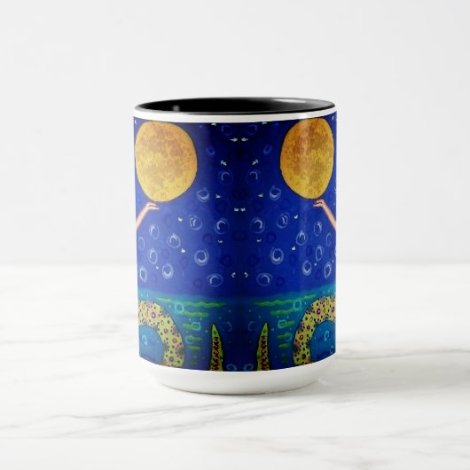 Mermaid Holding Moon Mug Mok (Midden)