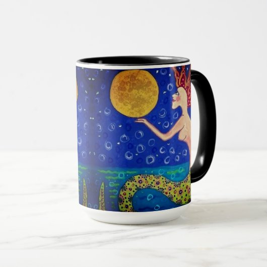 Mermaid Holding Moon Mug Mok (Voorkant rechts)