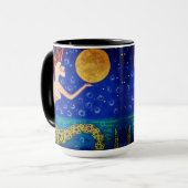 Mermaid Holding Moon Mug Mok (Voorkant links)
