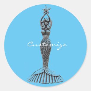 Mermaid Holding Star Thunder_Cove Ronde Sticker