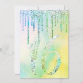 Mermaid Holographic Glitter Drips Sweet 16 Kaart (Achterkant)
