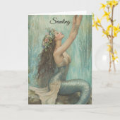 Mermaid Hugs Verjaardag Wenskaart Kaart (Gele Bloem)