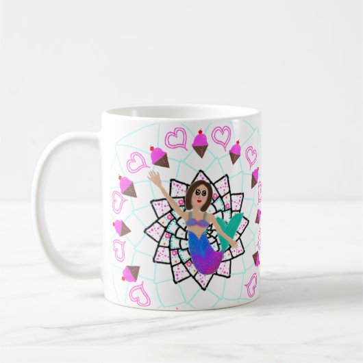 Mermaid Ice Cream Princess Personalized Coffee Tea Koffiemok (Links)