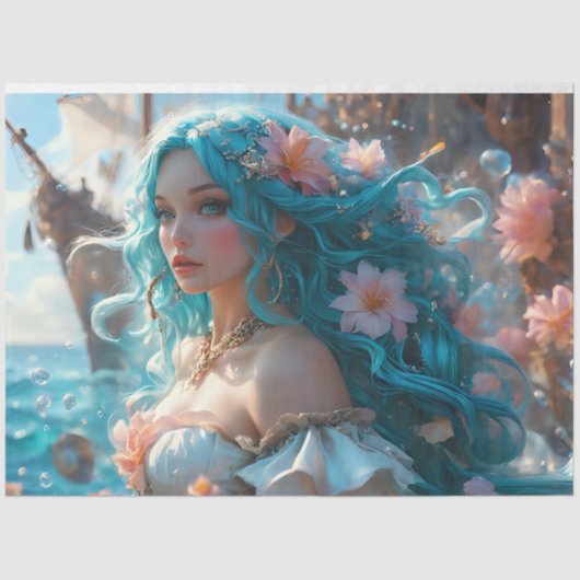 Mermaid Icy Blue - Pirates Cove coupage Tissuepapier (Voorkant)