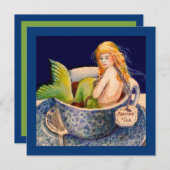 Mermaid II Tea Party-uitnodigingen Kaart (Voorkant / Achterkant)