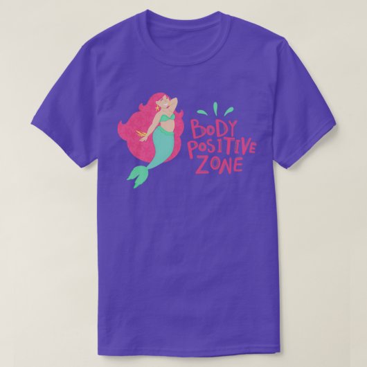 Mermaid illustration Body Positive Zone on paars T-shirt (Design voorkant)