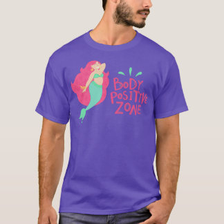 Mermaid illustration Body Positive Zone on paars T-shirt