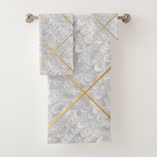 MERMAID INSPIRED BLACK & WHITE DESIGN BATH TOWEL BAD HANDDOEK (Insitu)