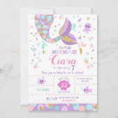 Mermaid Invitation Card Tail Pool Birthday Party Kaart (Voorkant)