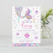 Mermaid Invitation Card Tail Pool Birthday Party Kaart (Staand voorkant)