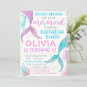 Mermaid Invitation Mermaid Birthday Invitation Kaart (Staand voorkant)