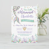 Mermaid Invitation onder het Zee Birthday Sparkle Kaart (Staand voorkant)