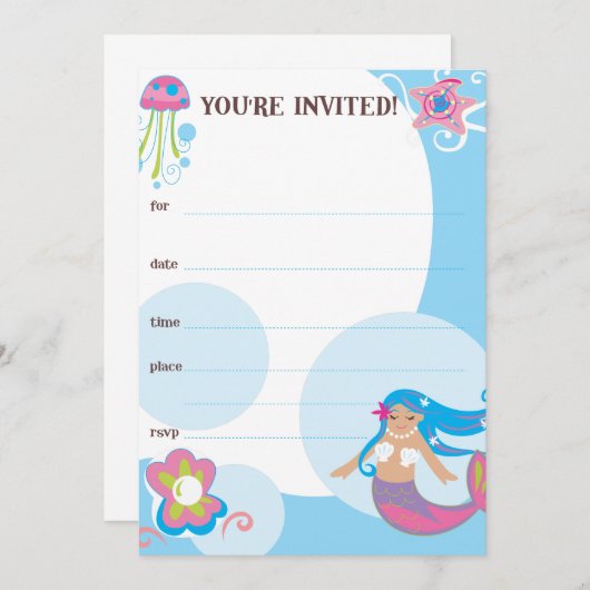 Mermaid Invites Kaart (Voorkant / Achterkant)