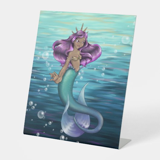 Mermaid Iole Reclamebord Met Voetstuk (Voorkant)