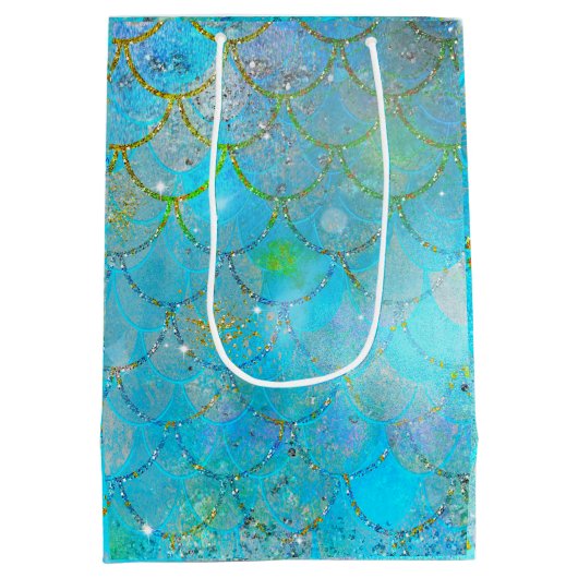 Mermaid Iridescent Pearl Shimmer Birthday Party Medium Cadeauzakje (Achterkant)