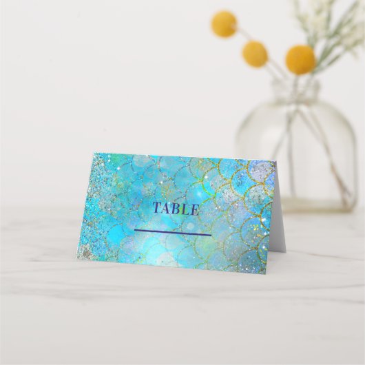 Mermaid Iridescent Pearl Shimmer Birthday Party Plaatskaartje (Voorkant)