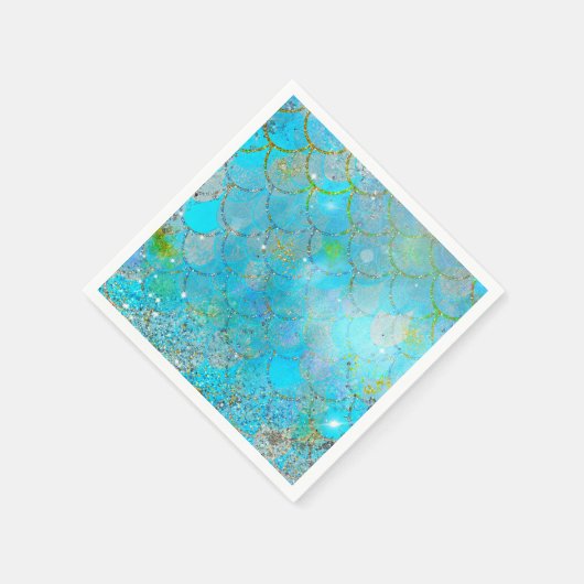 Mermaid Iridescent Pearl Shimmer Birthday Party Servet (Hoek)