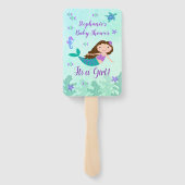 Mermaid is een meisje Baby shower gepersonaliseerd Handwaaier (Achterkant)