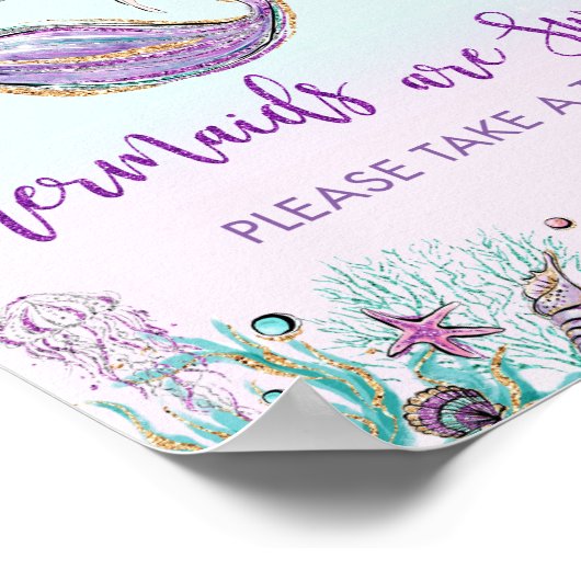 Mermaid is Sweet Gelieve een Treat te tekenen Poster (Hoek)
