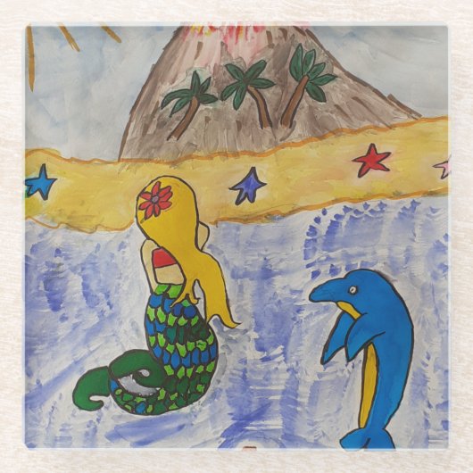 Mermaid Island Glass Onderzetter (Voorkant)