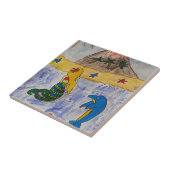 Mermaid Island keramische Tegel Tegeltje (Zijkant)