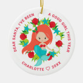 Mermaid I've Good Girl FotoKerstmis Keramisch Ornament (Voorkant)
