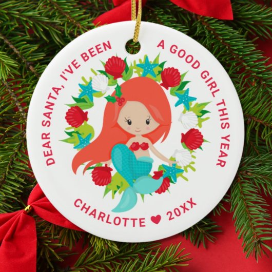Mermaid I've Good Girl FotoKerstmis Keramisch Ornament