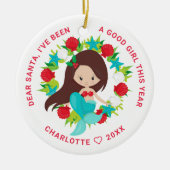 Mermaid I've Good Girl FotoKerstmis Keramisch Ornament (Voorkant)