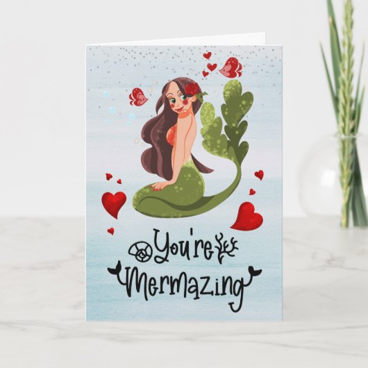 Mermaid Je bent het Jubileum van de Valentijn Merm Kaart (Voorkant)