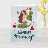 Mermaid Je bent het Jubileum van de Valentijn Merm Kaart (Gele Bloem)