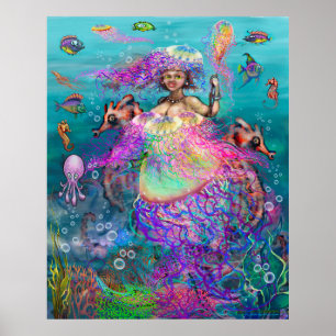 Mermaid Jellyfish Dress Poster