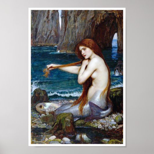 Mermaid, John William Waterhouse Poster (Voorkant)