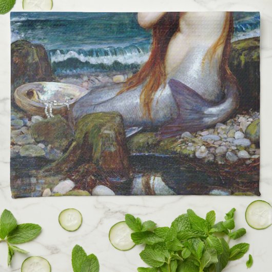 Mermaid, John William Waterhouse Theedoek (Gevouwen)