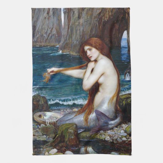 Mermaid, John William Waterhouse Theedoek (Verticaal)