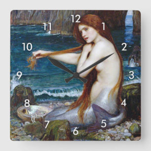 Mermaid, John William Waterhouse Vierkante Klok