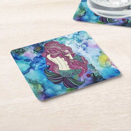 Mermaid Kartonnen Onderzetters (Schuin)