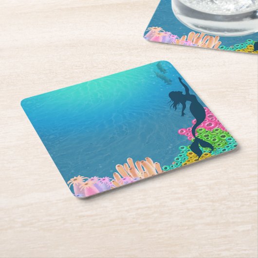 Mermaid Kartonnen Onderzetters (Schuin)