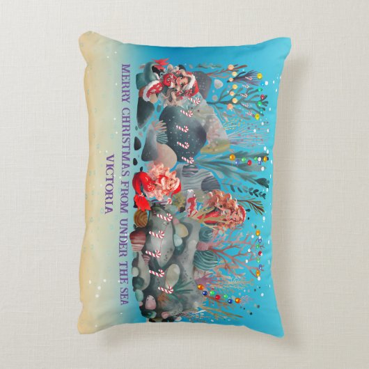 Mermaid Kerstmis Accent Kussen (Achterkant (Verticaal))