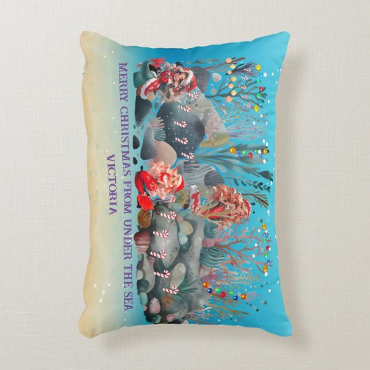 Mermaid Kerstmis Accent Kussen (Voorkant(Verticaal))