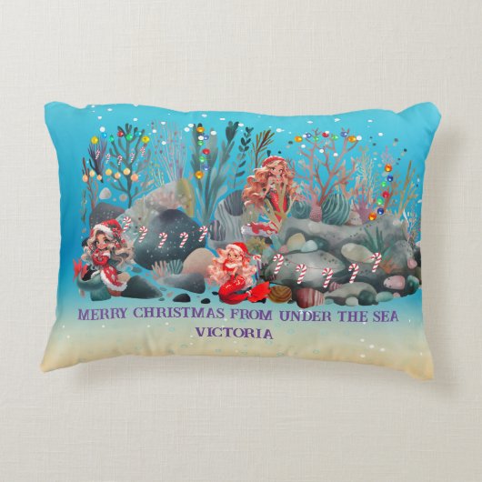 Mermaid Kerstmis Accent Kussen (Achterkant)