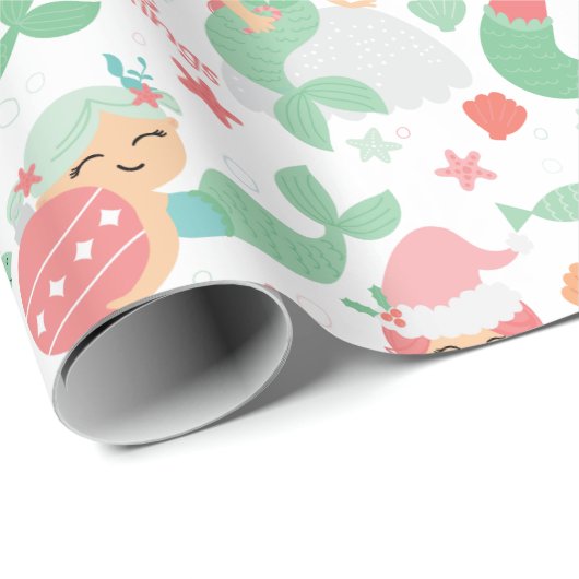 Mermaid Kerstmis Cadeaupapier (Rol Hoek)