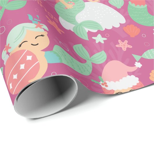 Mermaid Kerstmis Cadeaupapier (Rol Hoek)