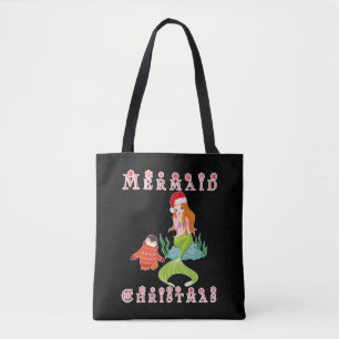 Mermaid Kerstmis en Funny Penguin Tote Bag