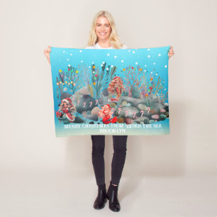 Mermaid Kerstmis Fleece Deken