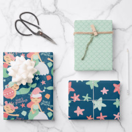 Mermaid Kerstmis Inpakpapier Vel